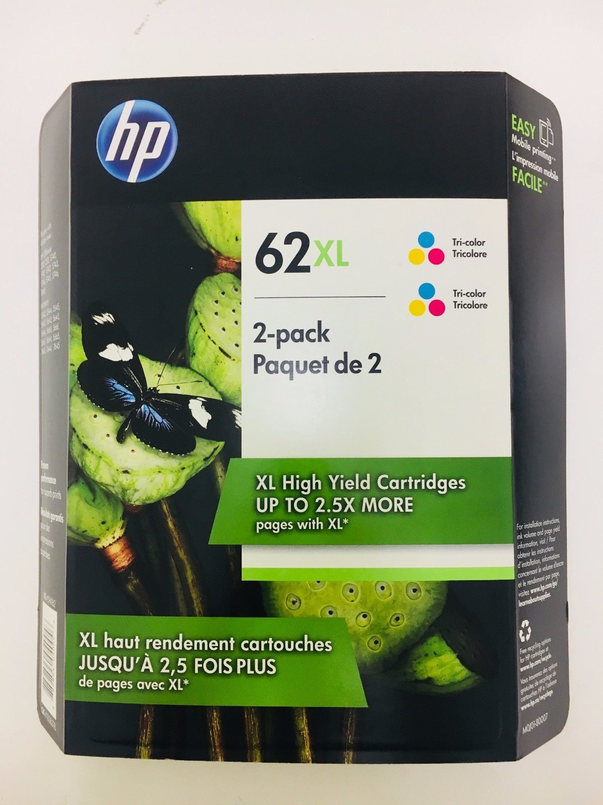 Original Hp 62xl High Yield Tri Color Ink Cartridges Twin Pack M0j01bn Gctech Llc 7252